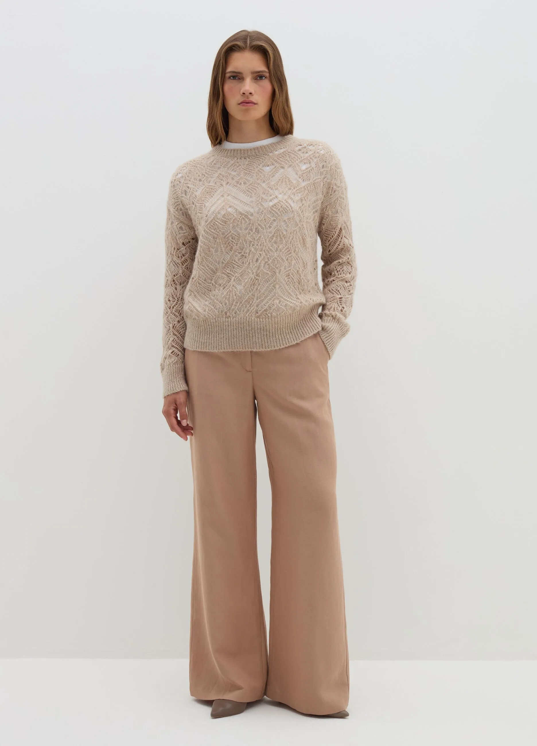 Pullover traforato con lurex