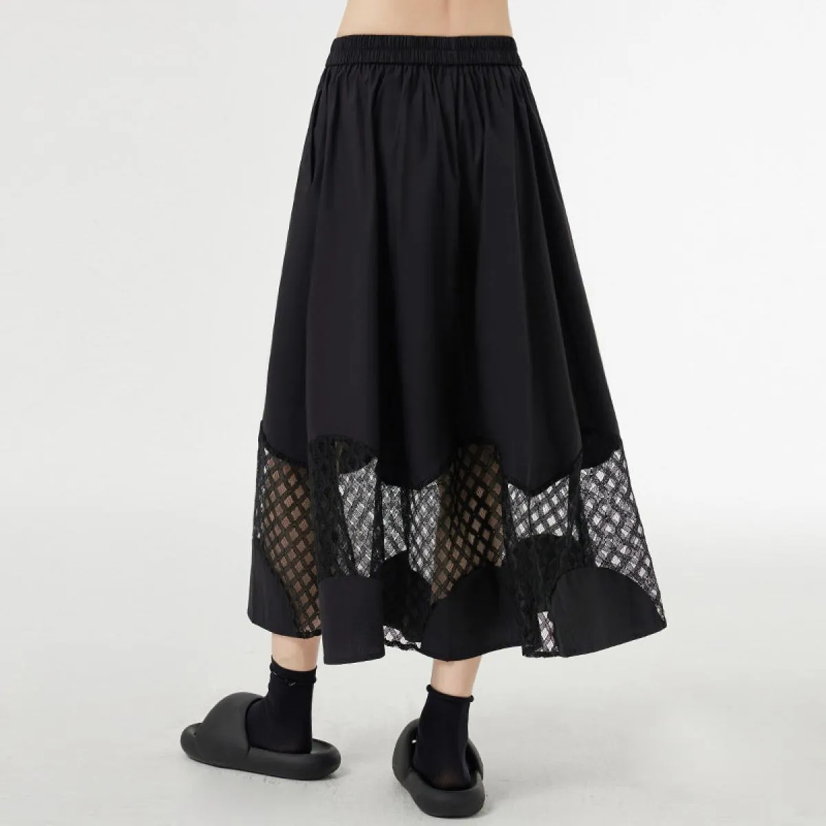 Qing Mo Casual Hem Mesh Gonna Donna Blu Nero 2023 Estate Nuova vita alta Slim Nicchia alla moda Gonna a linea Zxf2749