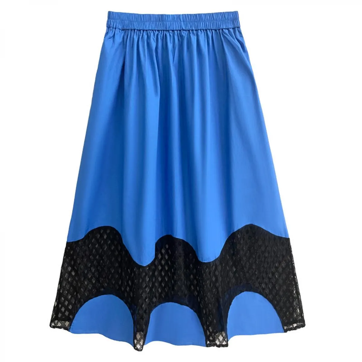 Qing Mo Casual Hem Mesh Gonna Donna Blu Nero 2023 Estate Nuova vita alta Slim Nicchia alla moda Gonna a linea Zxf2749