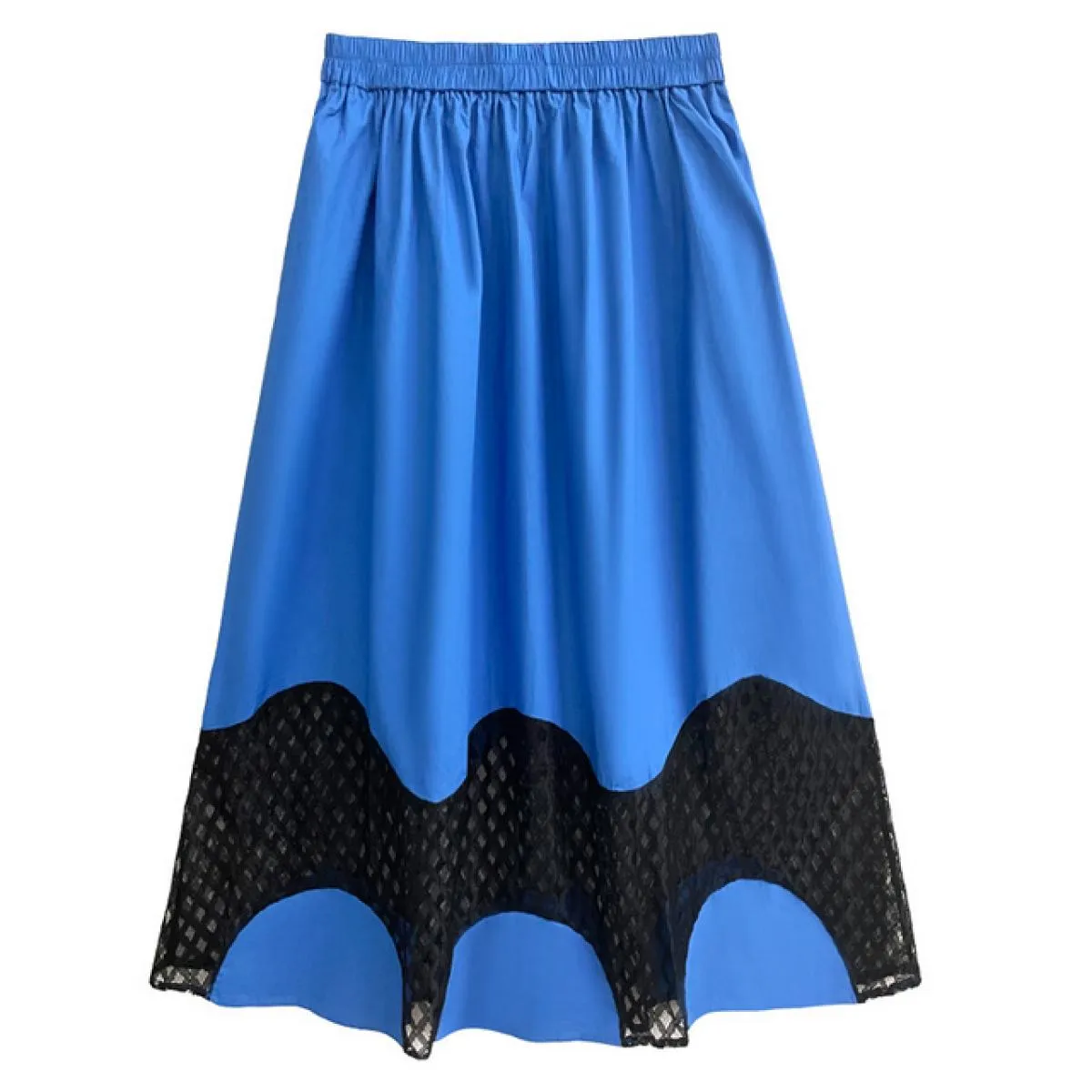 Qing Mo Casual Hem Mesh Gonna Donna Blu Nero 2023 Estate Nuova vita alta Slim Nicchia alla moda Gonna a linea Zxf2749