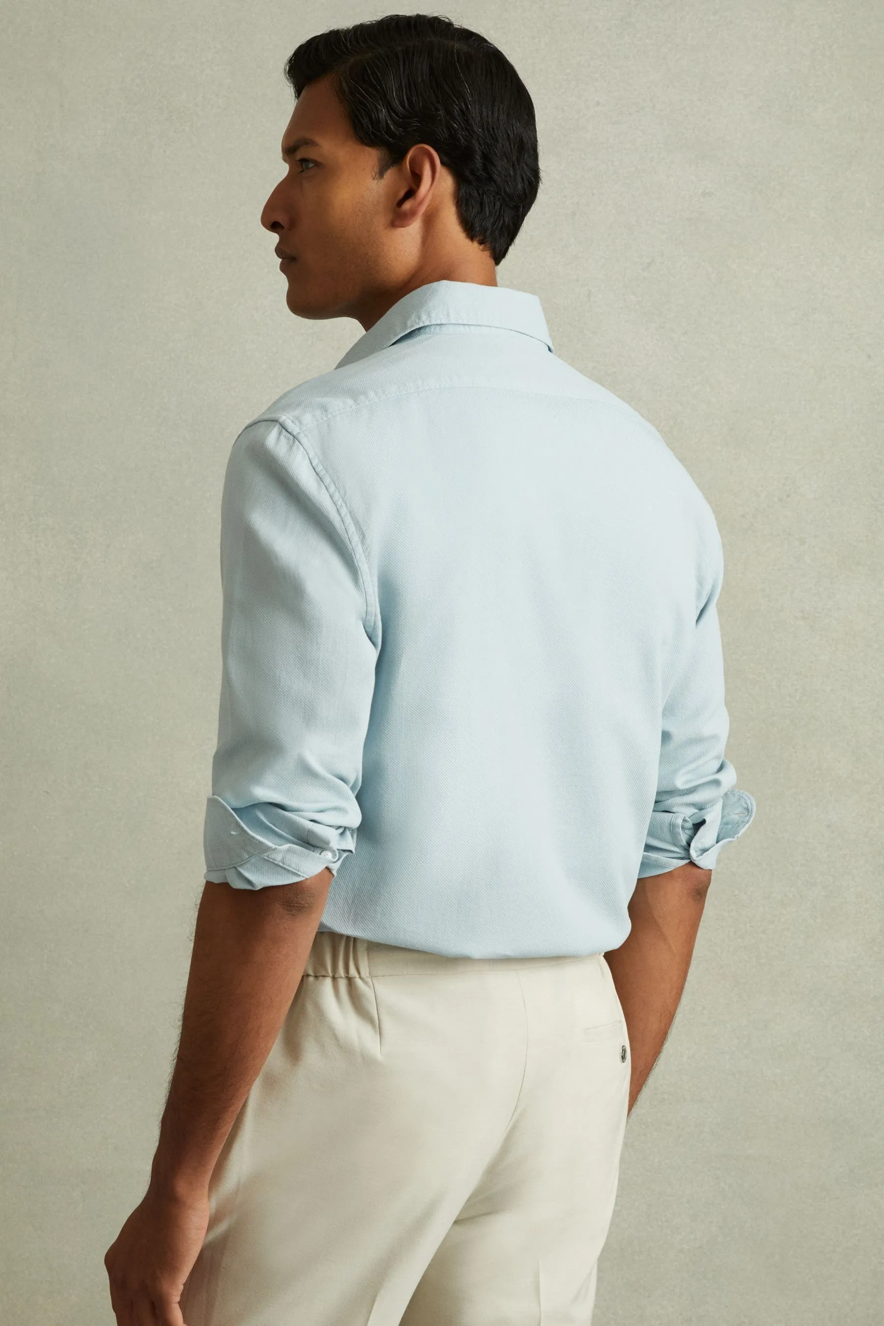 Reiss Camicia Cecil Textured Bottone passante tinta in capo    