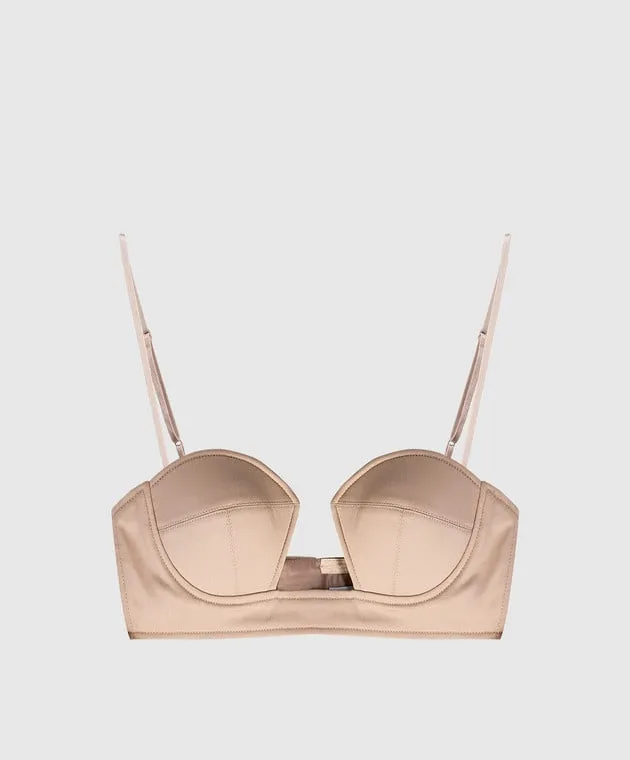 Rokh Top bralette beige con scollo aderente R0CA282NS