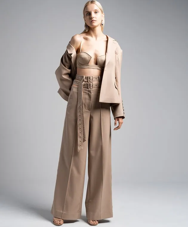 Rokh Top bralette beige con scollo aderente R0CA282NS