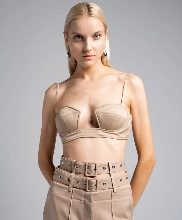 Rokh Top bralette beige con scollo aderente R0CA282NS
