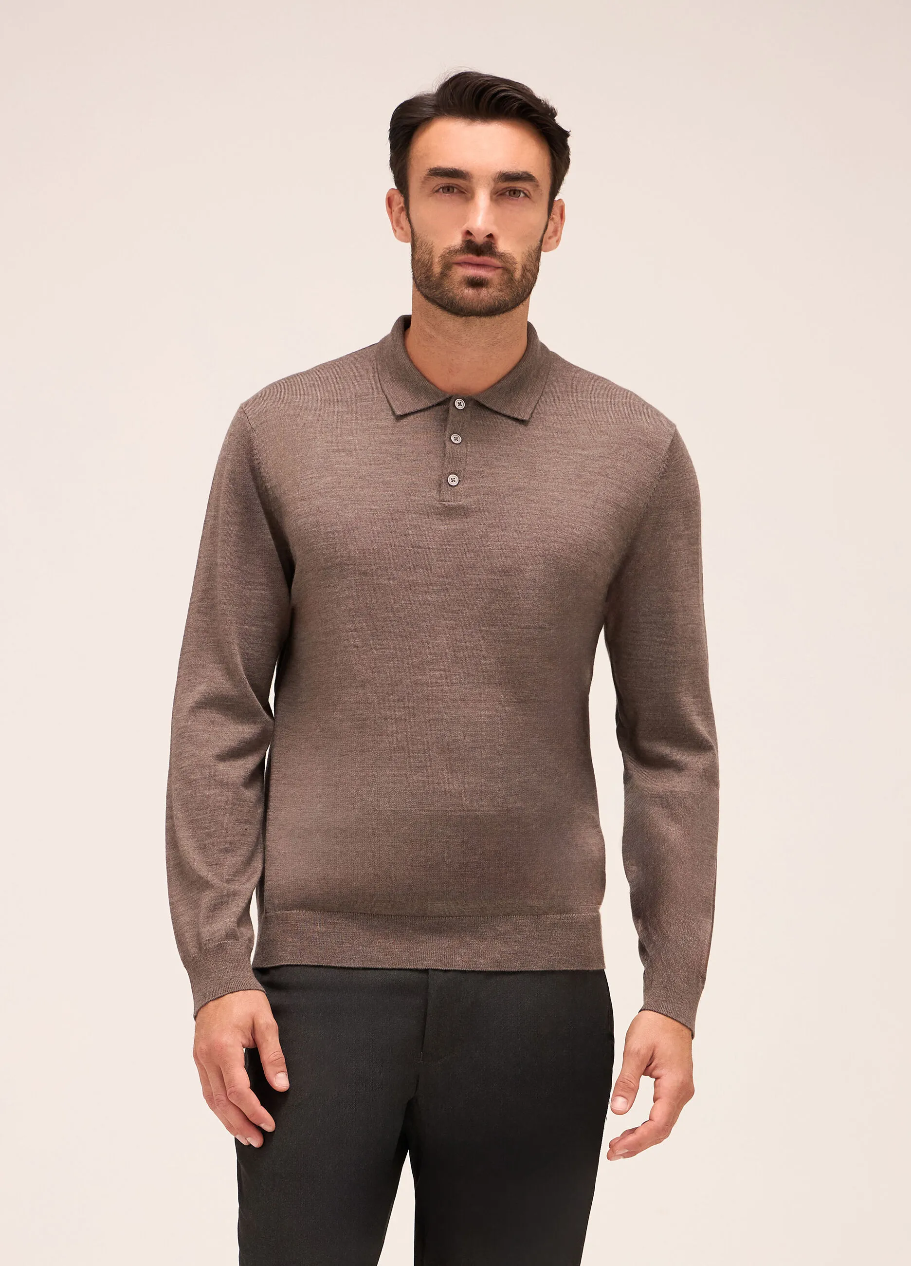 RUMFORD  Maglione colletto polo in pura lana merino uomo