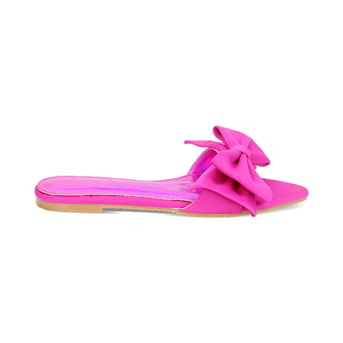 Sandali bassi fucsia in lycra con fiocco