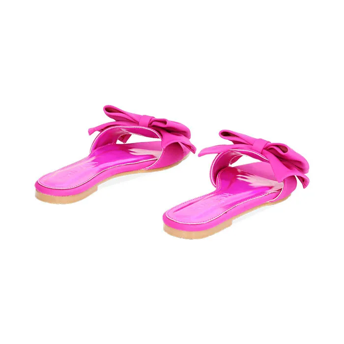 Sandali bassi fucsia in lycra con fiocco