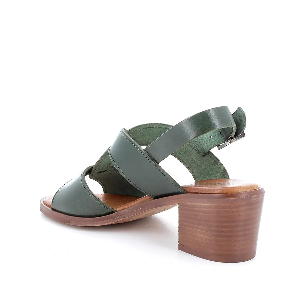Sandali con tacco in pelle da donna foresta
