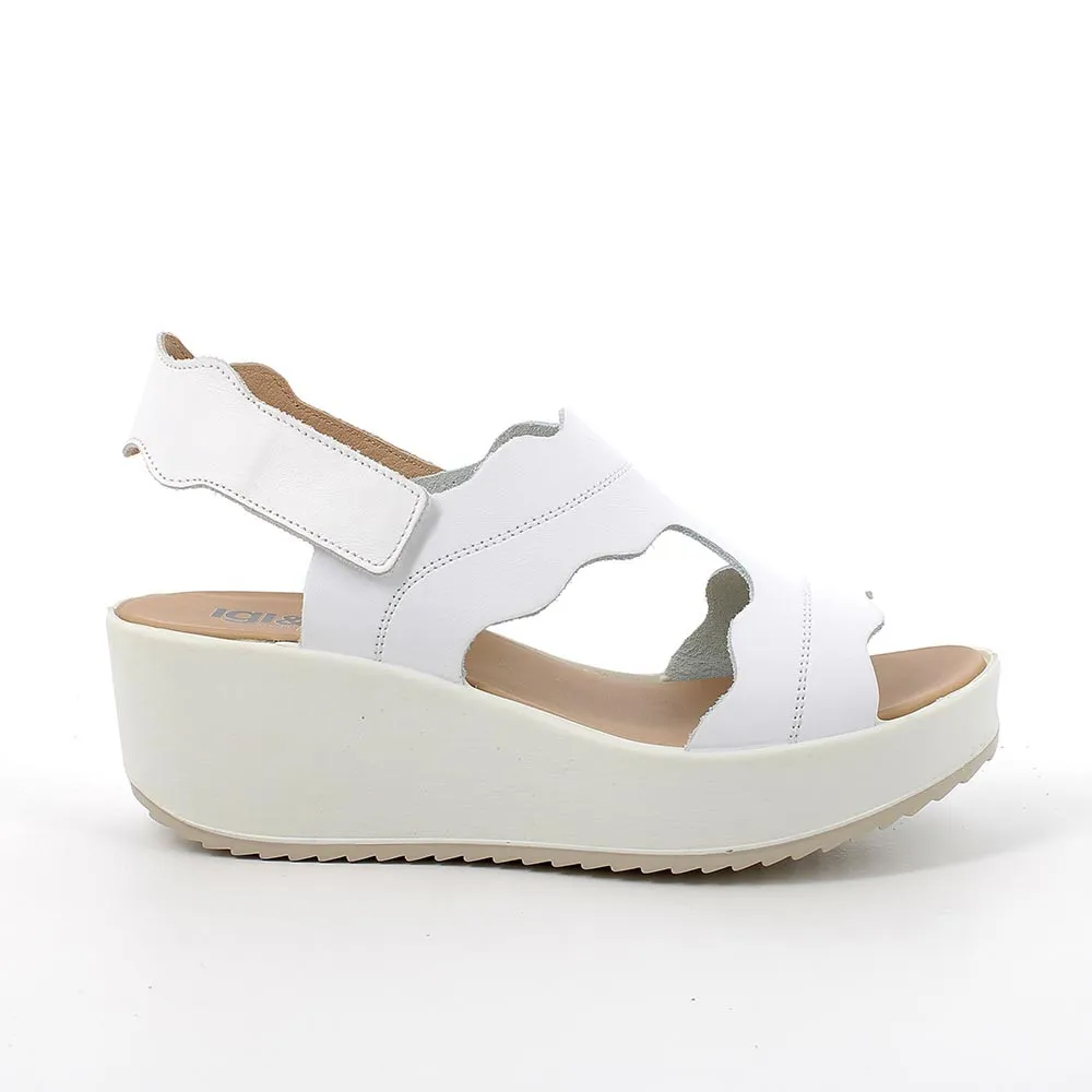 Sandali con zeppa in pelle da donna bianco