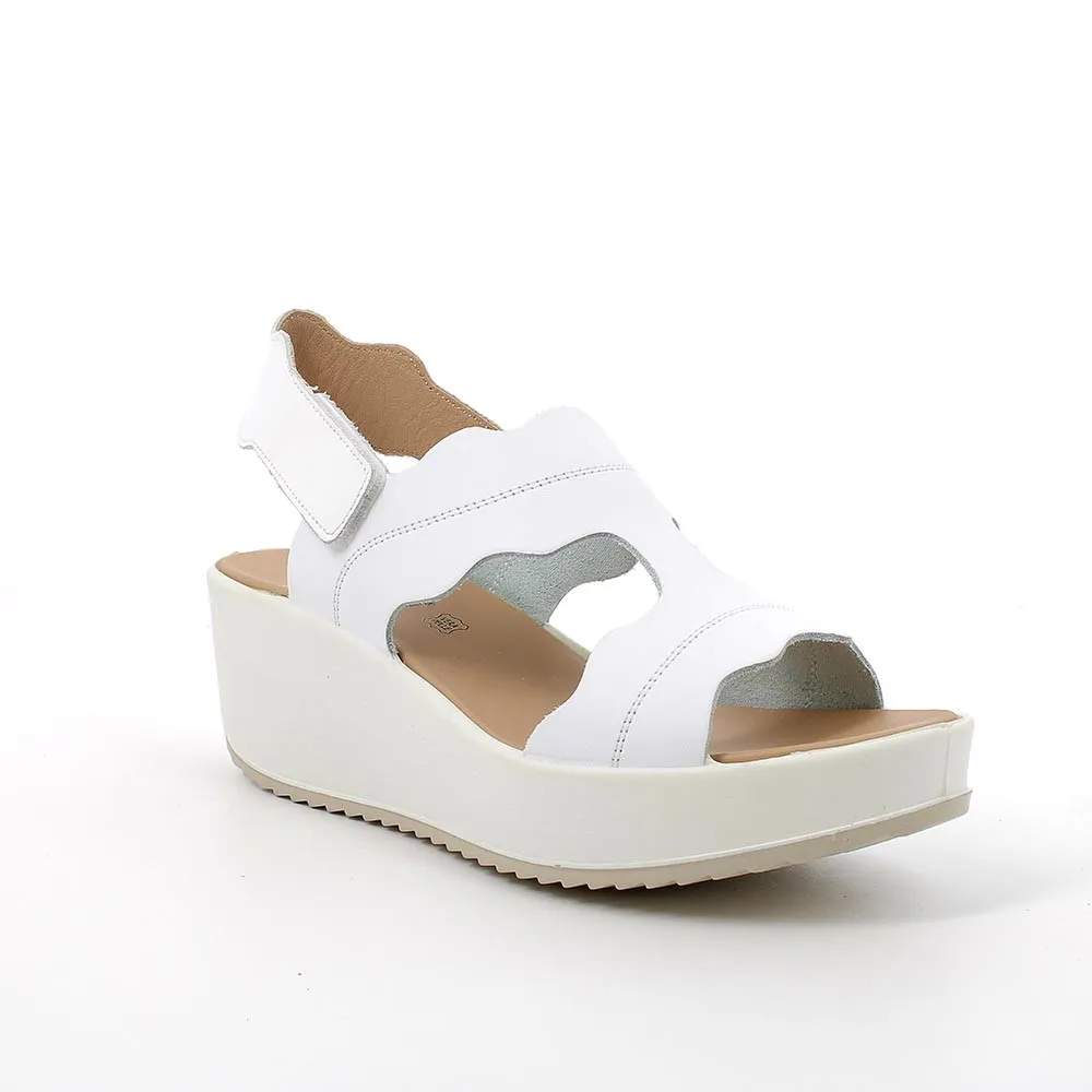Sandali con zeppa in pelle da donna bianco