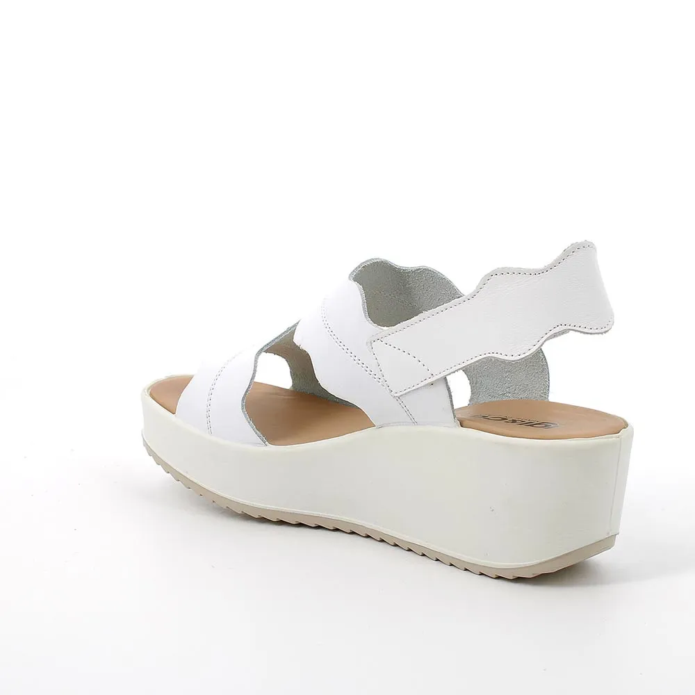 Sandali con zeppa in pelle da donna bianco