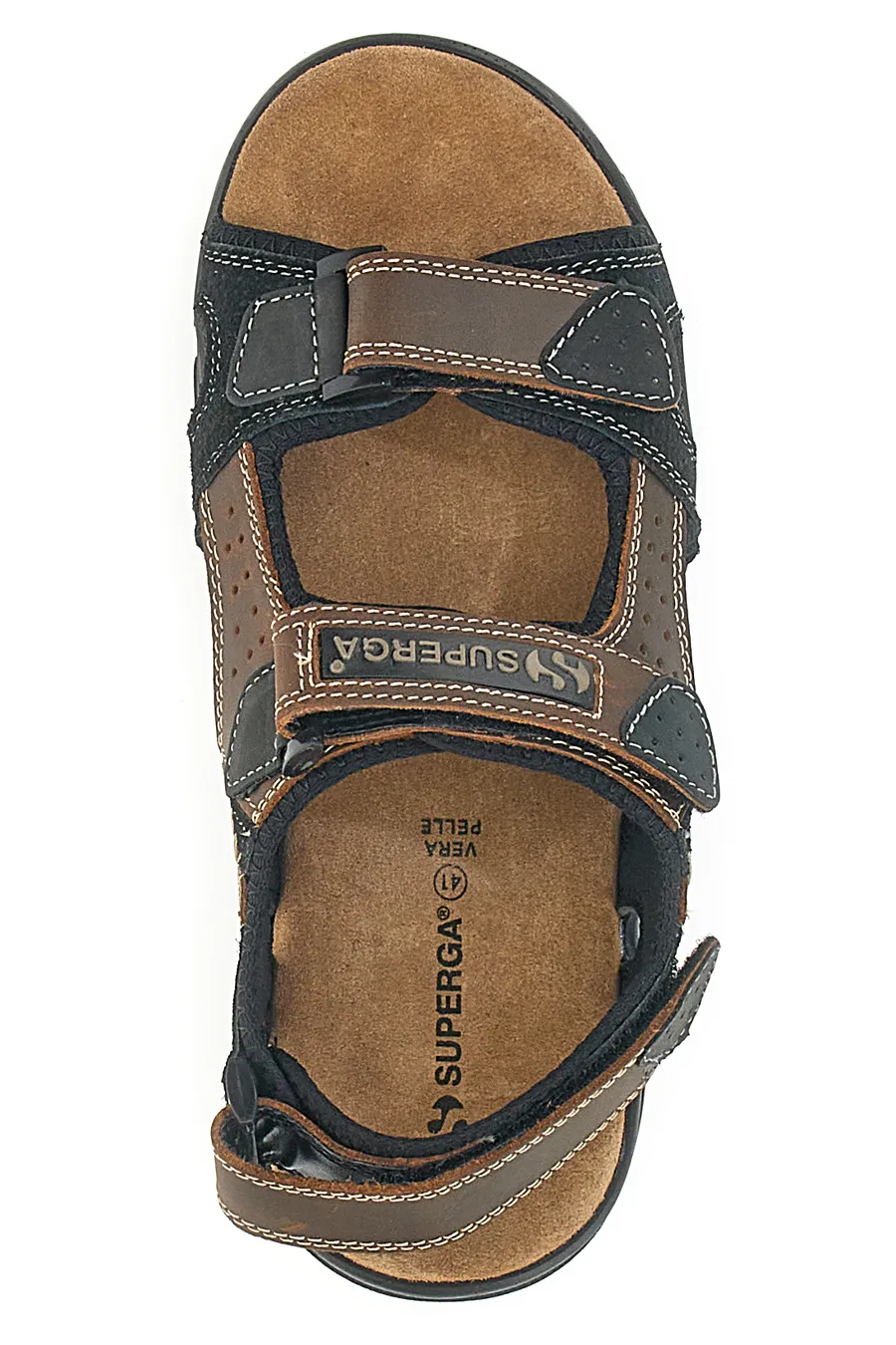 Sandali Marroni Con Sottopiede In Vera Pelle Superga 86545