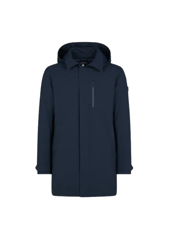 SAVE THE DUCK Cappotto Uomo D4202M MattY A-ES Impermeabile Cappuccio Blu 00146 BLU BLACK