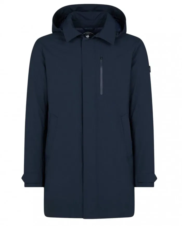 SAVE THE DUCK Cappotto Uomo D4202M MattY A-ES Impermeabile Cappuccio Blu 00146 BLU BLACK