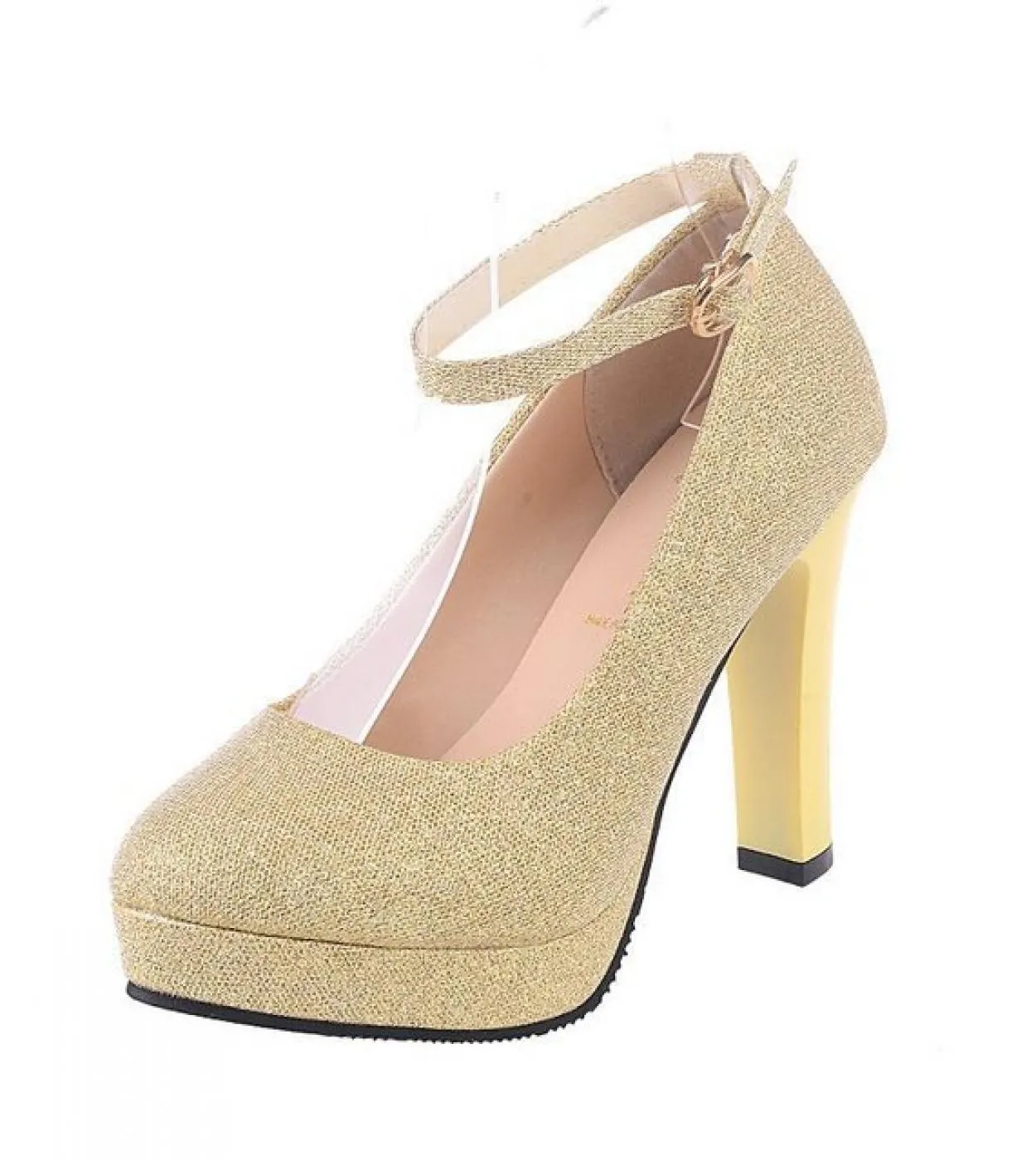 Scarpe da donna Block Scarpe da sposa autunnali Scarpe da donna con plateau Scarpe con tacco alto Cinturino alla caviglia Scarpe