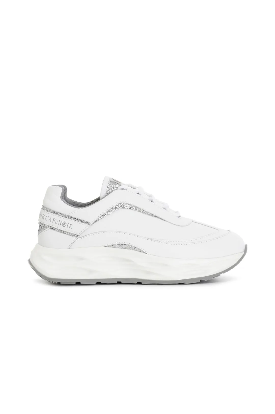 scarpe running con riporti glitter bianco/argento