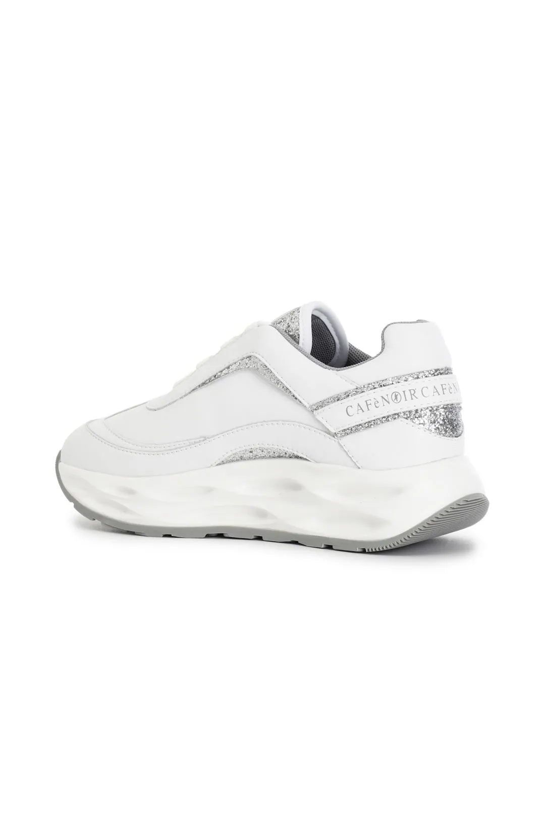 scarpe running con riporti glitter bianco/argento