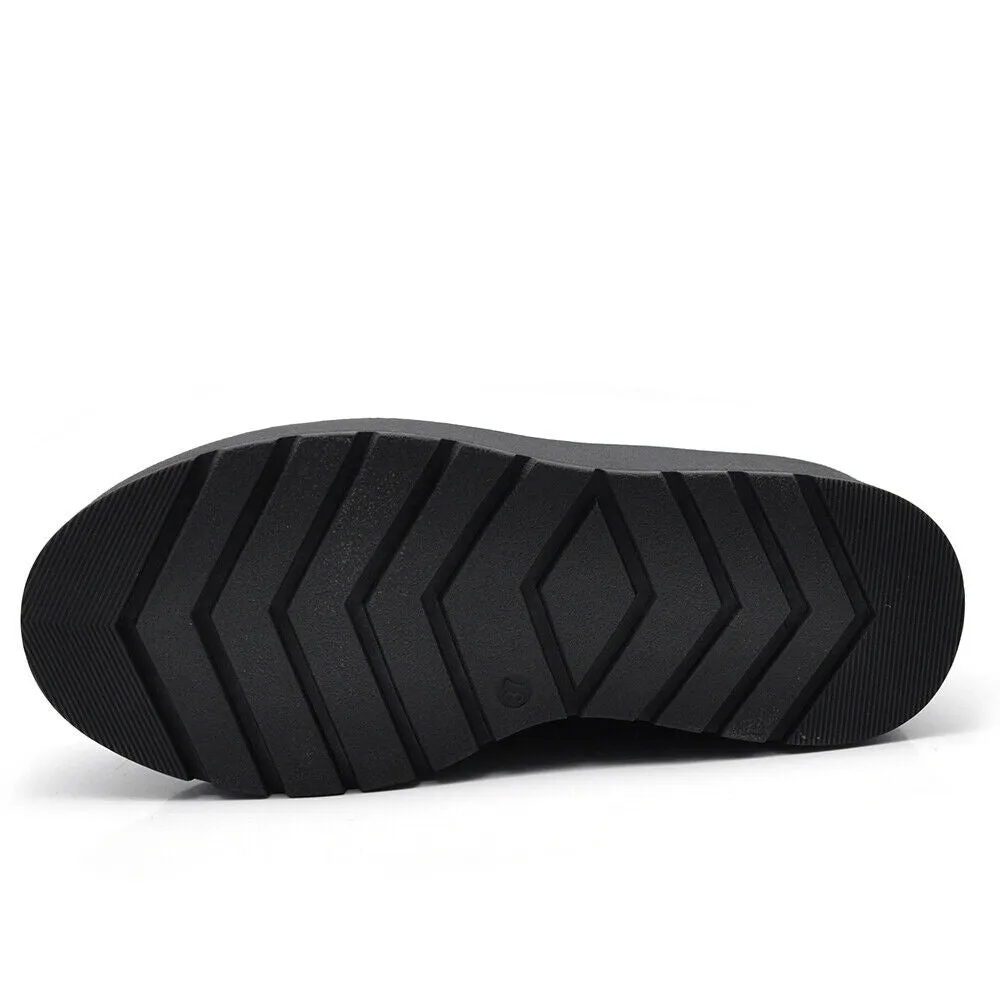 Scarpe Stivaletti Da Donna Con Zeppa Platform Camoscio Sintetico MS2093 nero