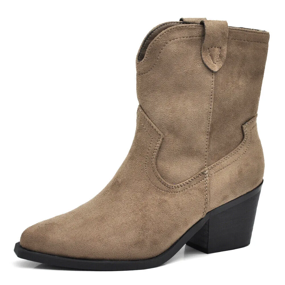 Scarpe Stivaletti Texani Camperos Cowboy Cowgirl Da donna Camoscio Western MP633