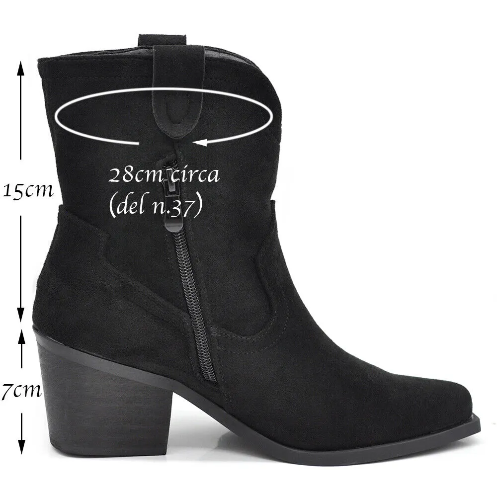 Scarpe Stivaletti Texani Camperos Cowboy Cowgirl Da donna Camoscio Western MP633