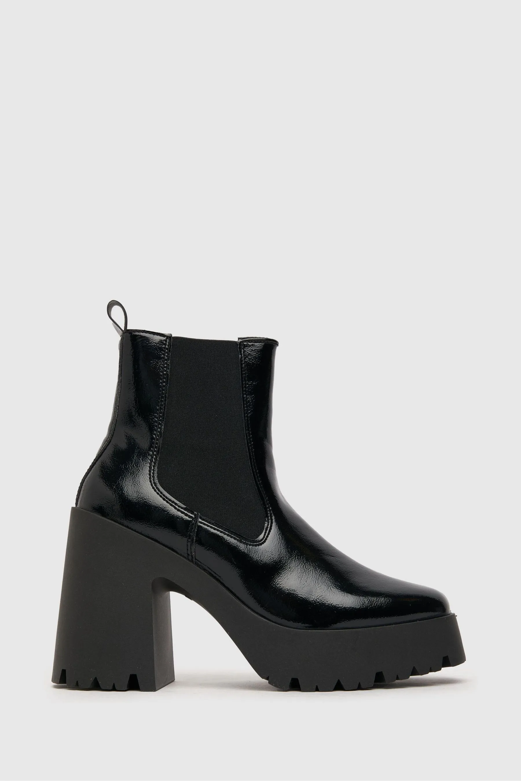 Schuh Anna - Nero in vernice - Chelsea Stivali con plateau