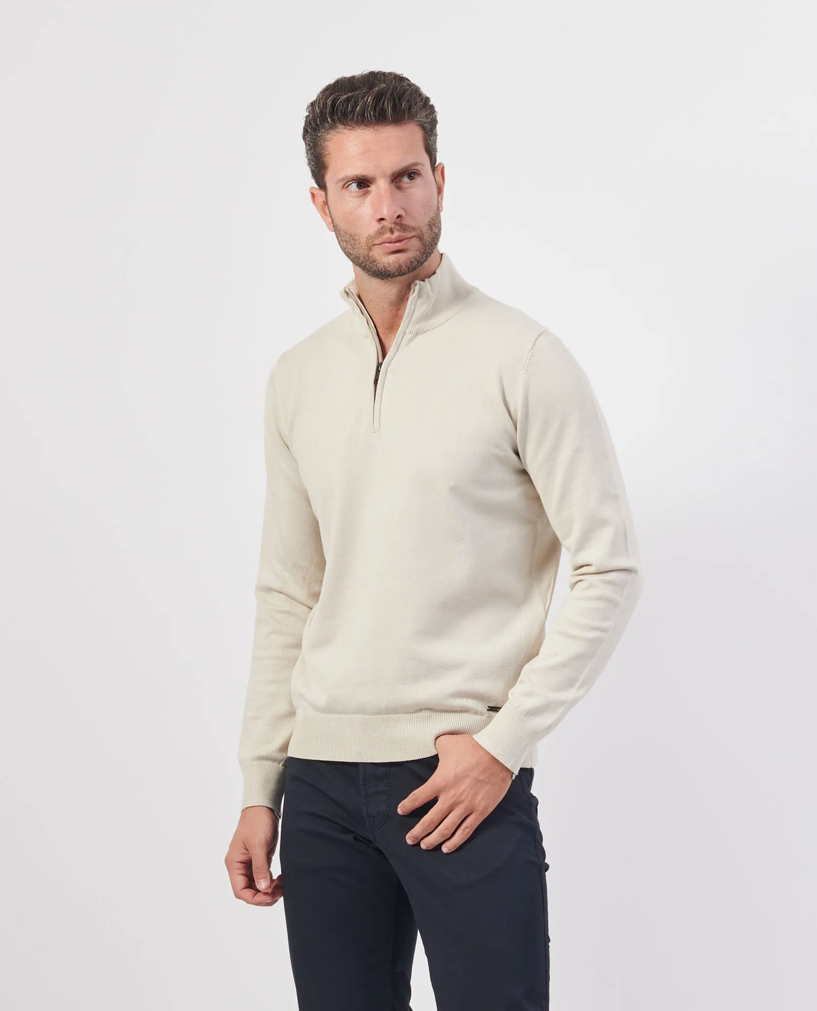 SETTE/MEZZO      Maglione uomo Settemezzo con mezza zip