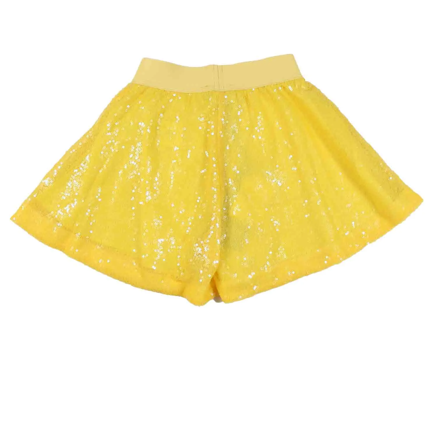 Shorts Godet Giallo Con Paillettes All Over