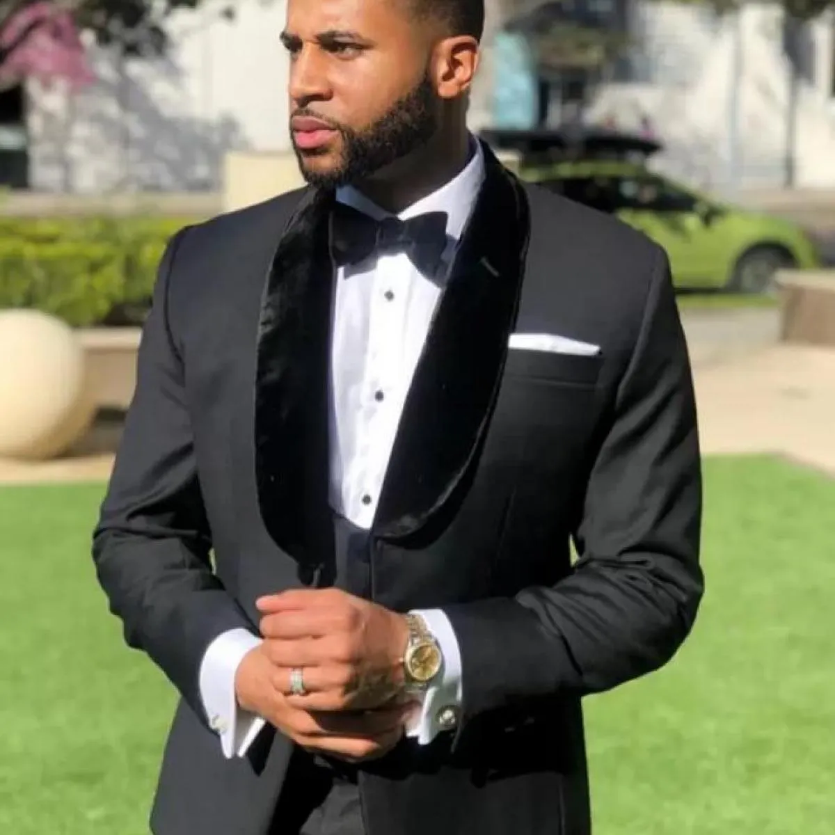 Smoking da sposa neri per lo sposo 2022 Set da 3 pezzi su misura Groomsmen Best Man Suit Abiti da uomo Sposo (giacca + pantaloni