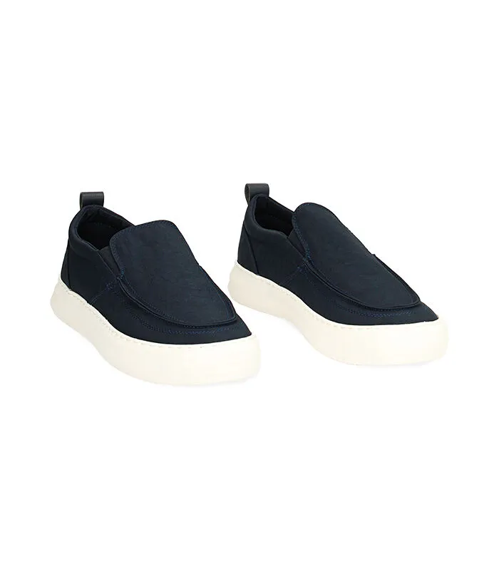 Sneakers slip-on blu in tessuto