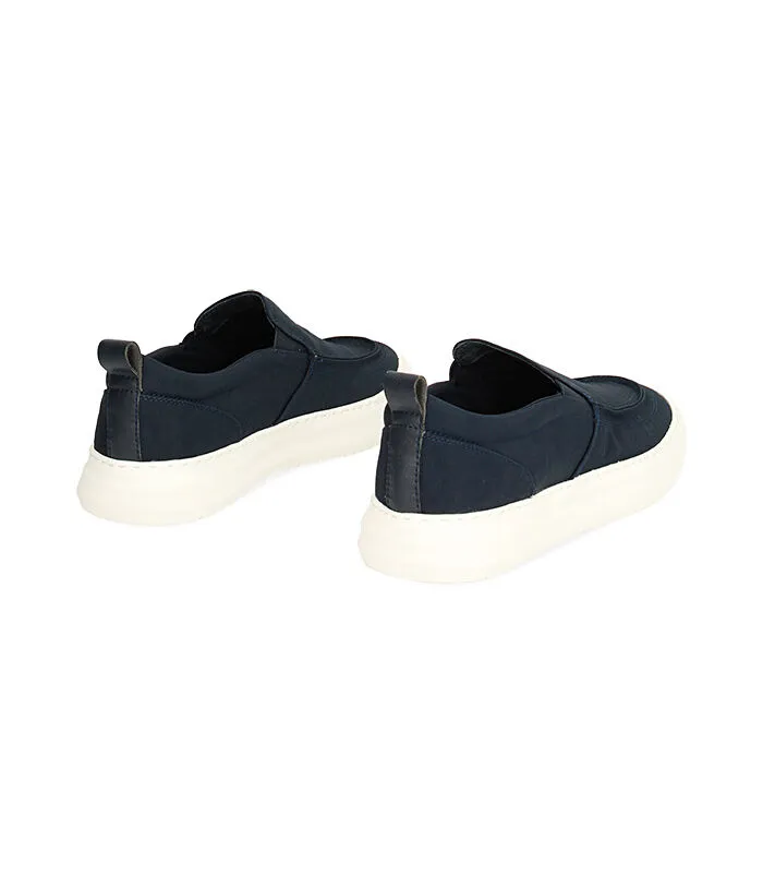 Sneakers slip-on blu in tessuto