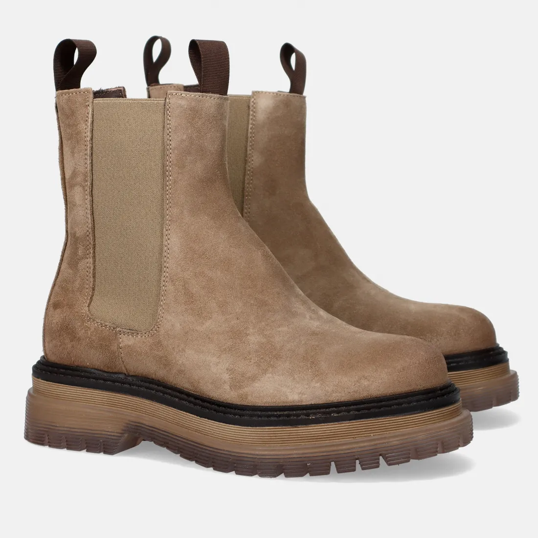 Stivaletto chelsea da donna Les Tulipes beige con maxi suola
