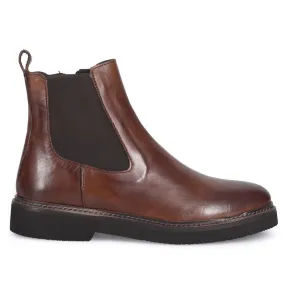 Stivaletto Chelsea da donna Sangiorgio in pelle color cuoio