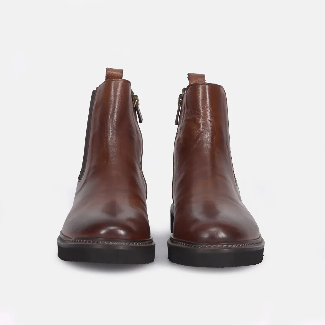 Stivaletto Chelsea da donna Sangiorgio in pelle color cuoio