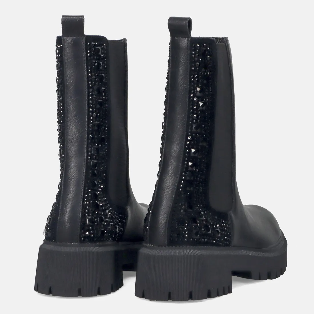 Stivaletto Chelsea Francesco Milano in pelle nera e strass