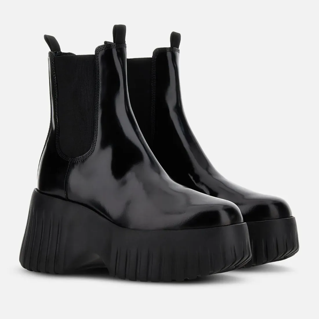Stivaletto Chelsea Hogan H-Stripes Nero con maxi platform