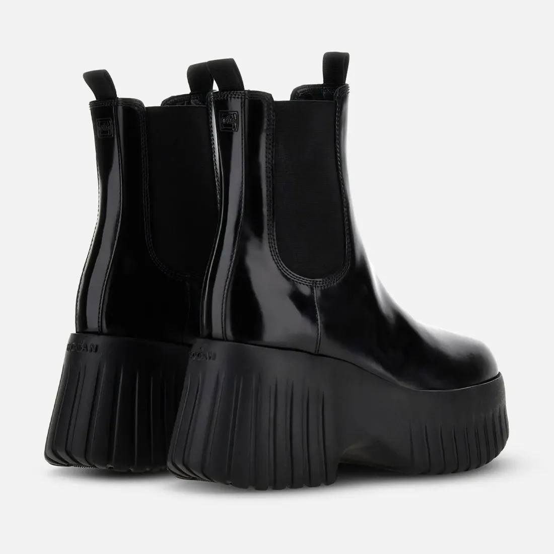 Stivaletto Chelsea Hogan H-Stripes Nero con maxi platform