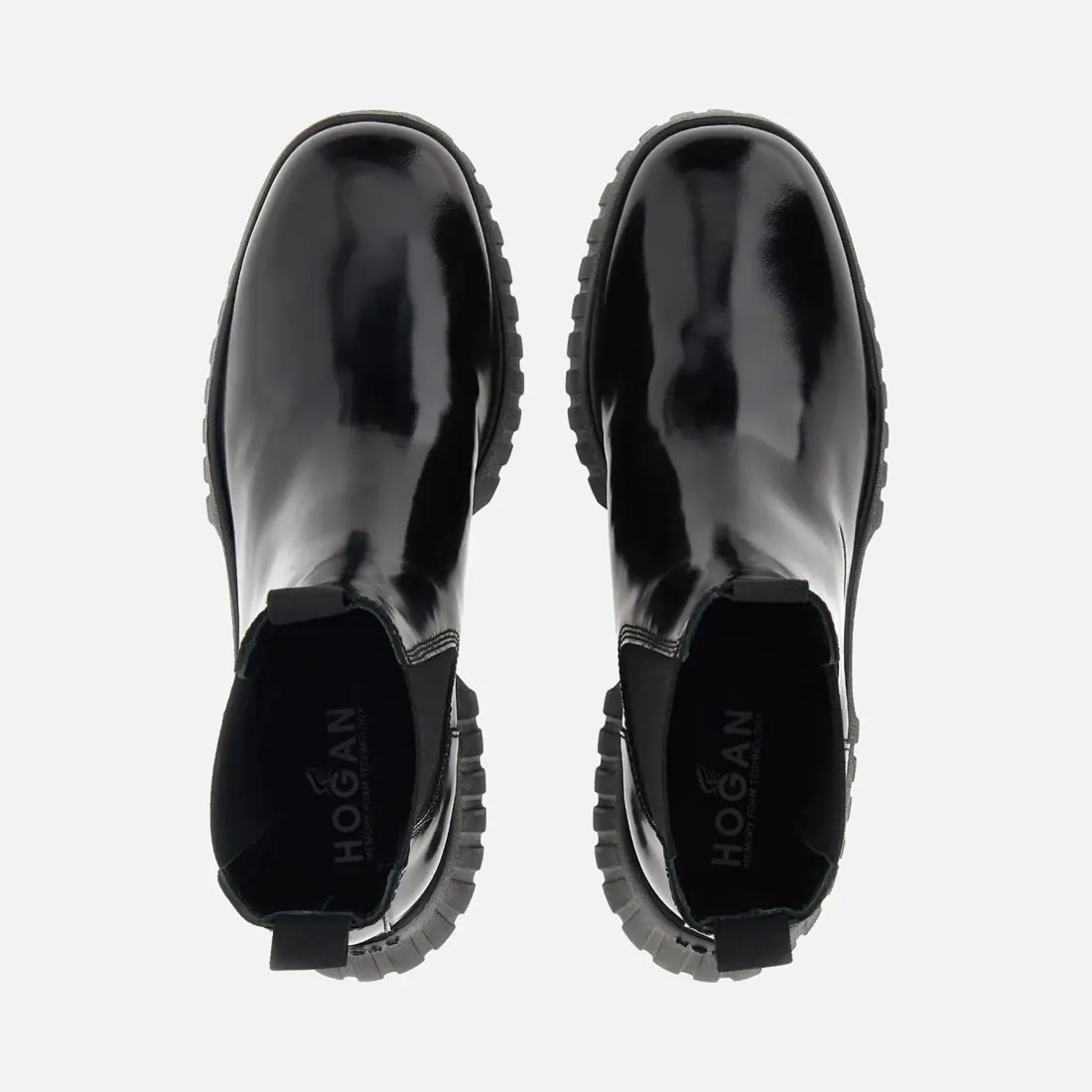 Stivaletto Chelsea Hogan H-Stripes Nero con maxi platform