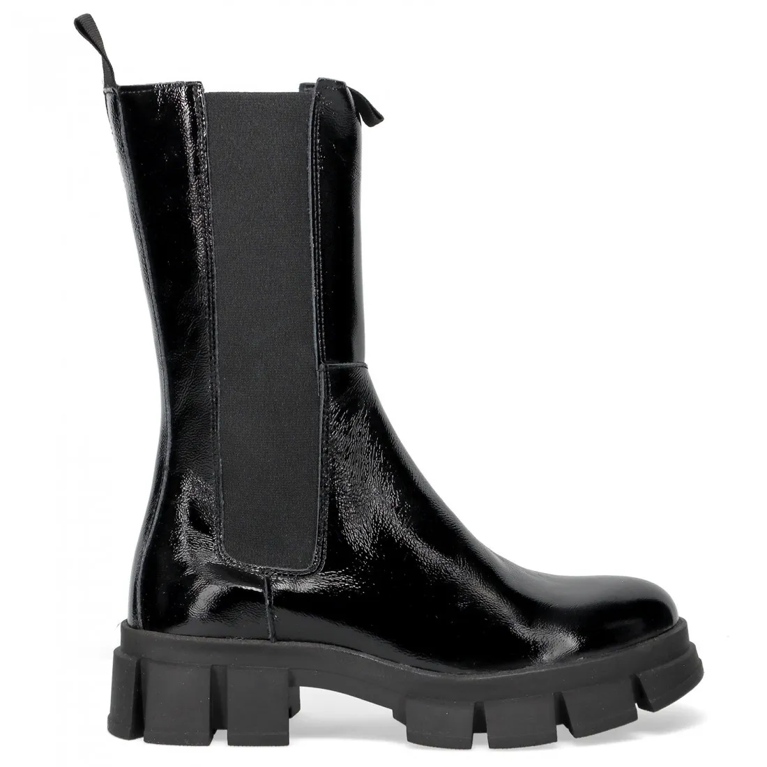 Stivaletto chelsea Les Tulipes nero in pelle naplak lucida