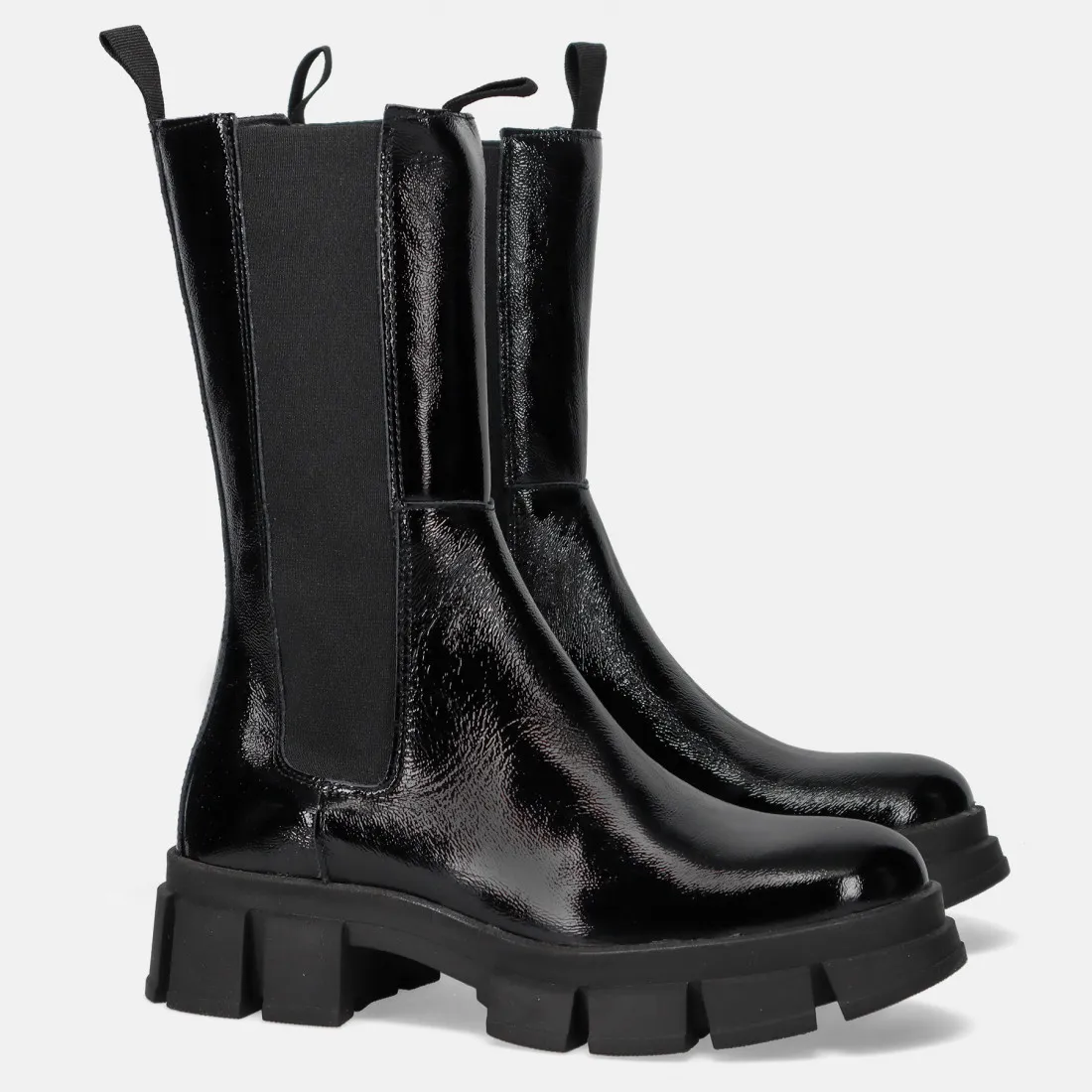 Stivaletto chelsea Les Tulipes nero in pelle naplak lucida