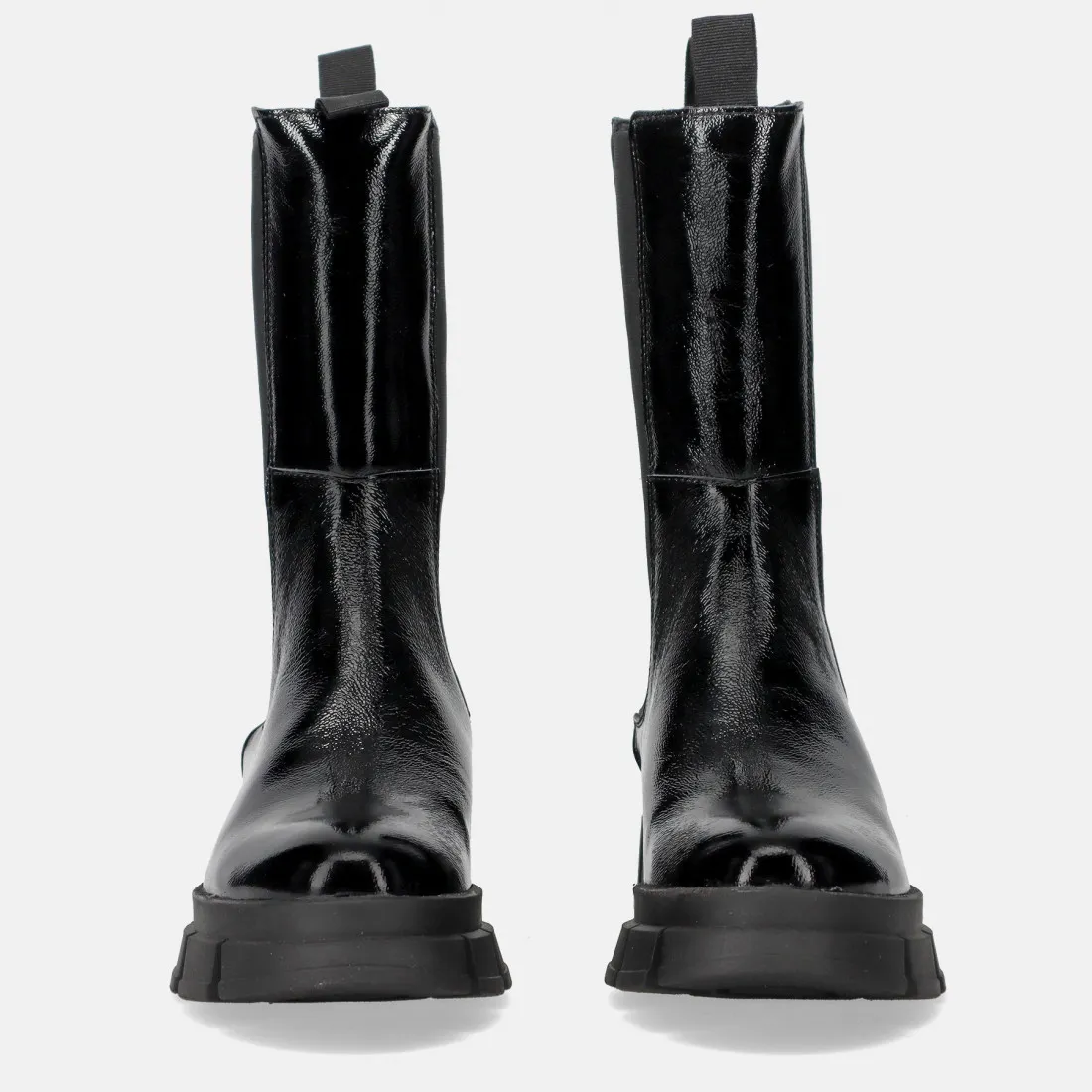 Stivaletto chelsea Les Tulipes nero in pelle naplak lucida