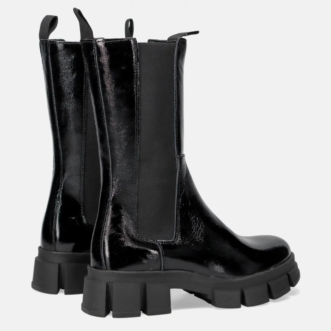 Stivaletto chelsea Les Tulipes nero in pelle naplak lucida