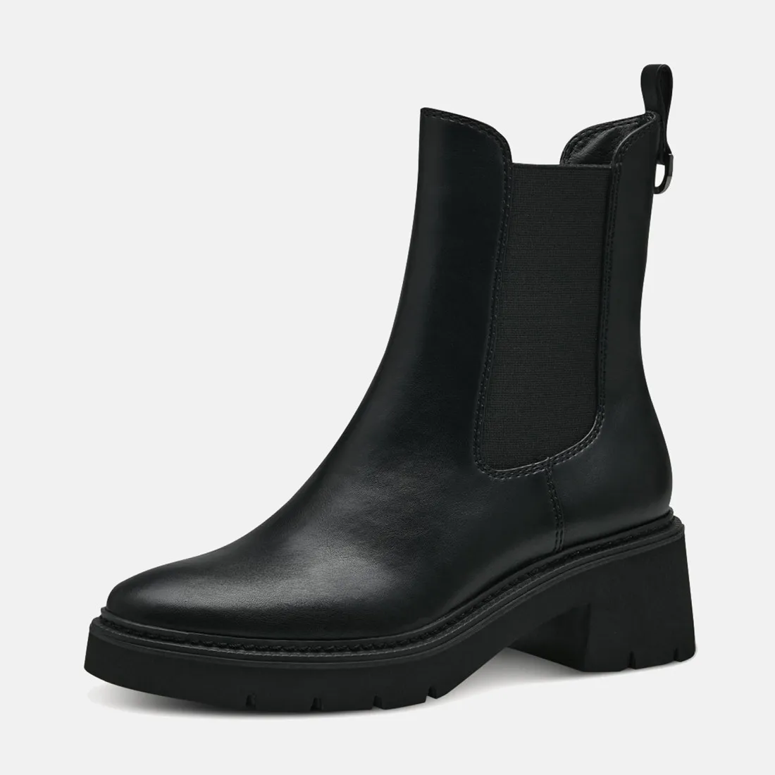Stivaletto Chelsea Tamaris nero in ecopelle con tacco medio