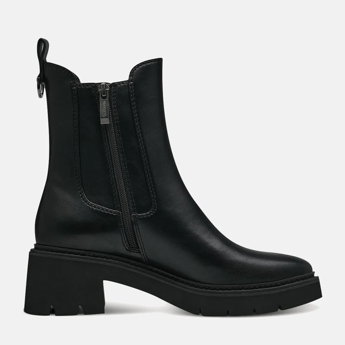 Stivaletto Chelsea Tamaris nero in ecopelle con tacco medio