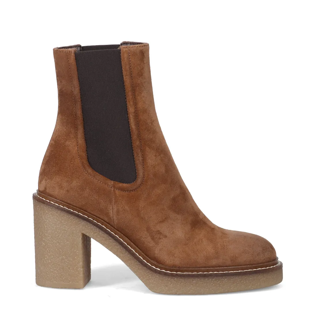 Stivaletto Triver Flight in camoscio marrone con tacco in para