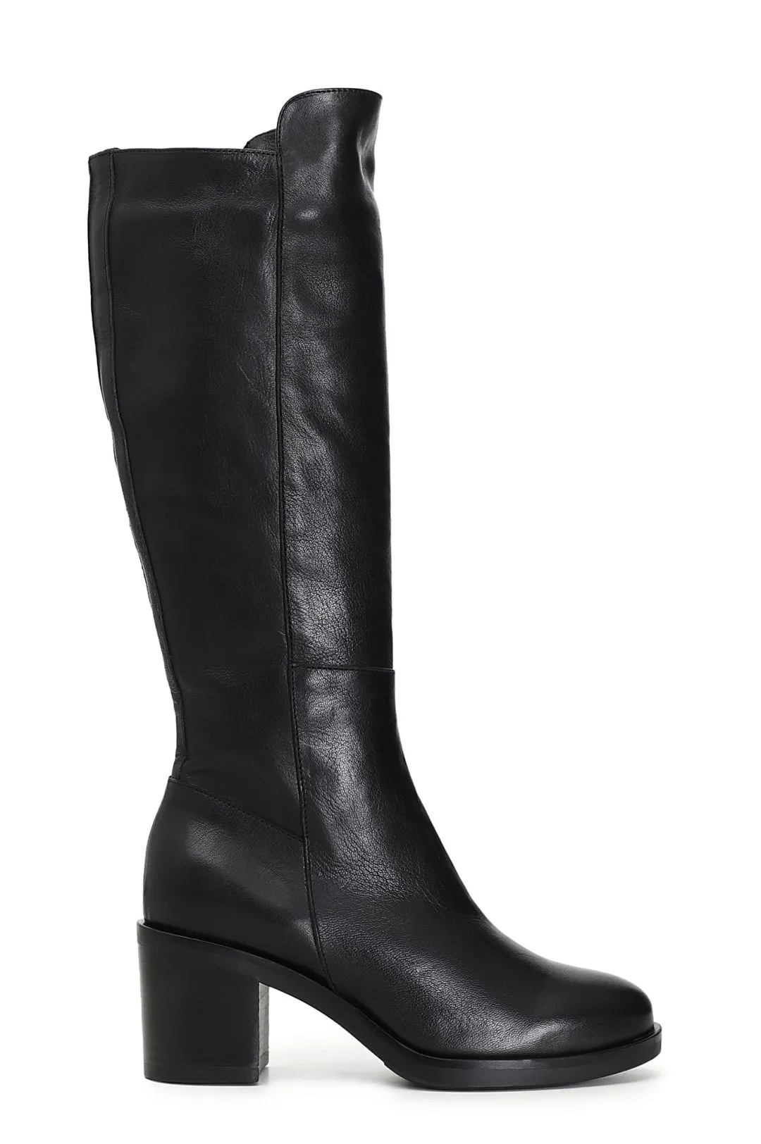 stivali alti in pelle con suola sportiva e tacco