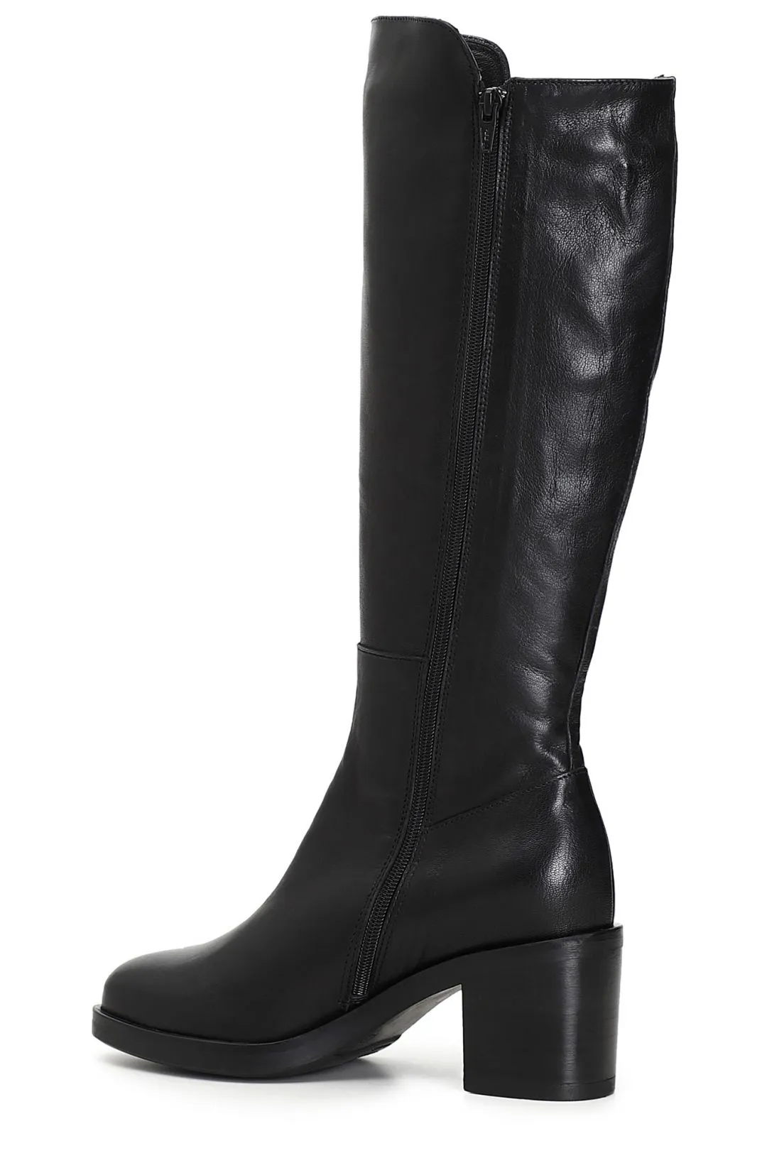 stivali alti in pelle con suola sportiva e tacco