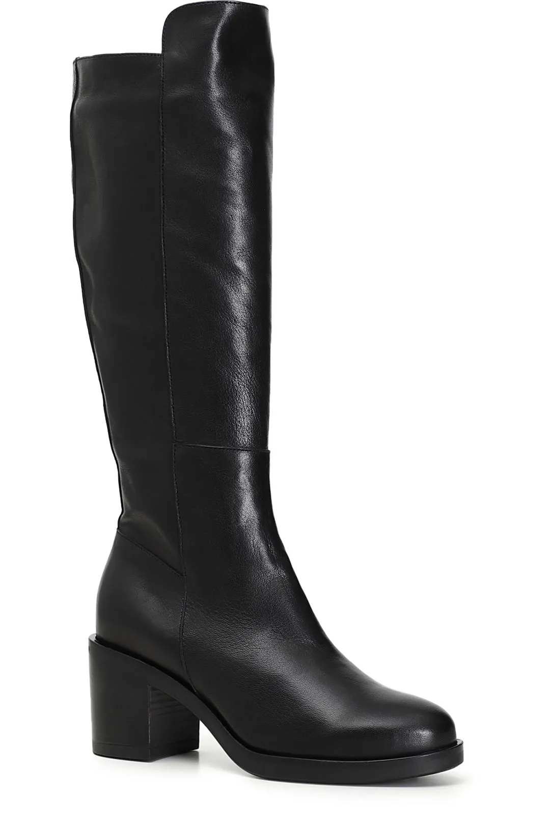 stivali alti in pelle con suola sportiva e tacco