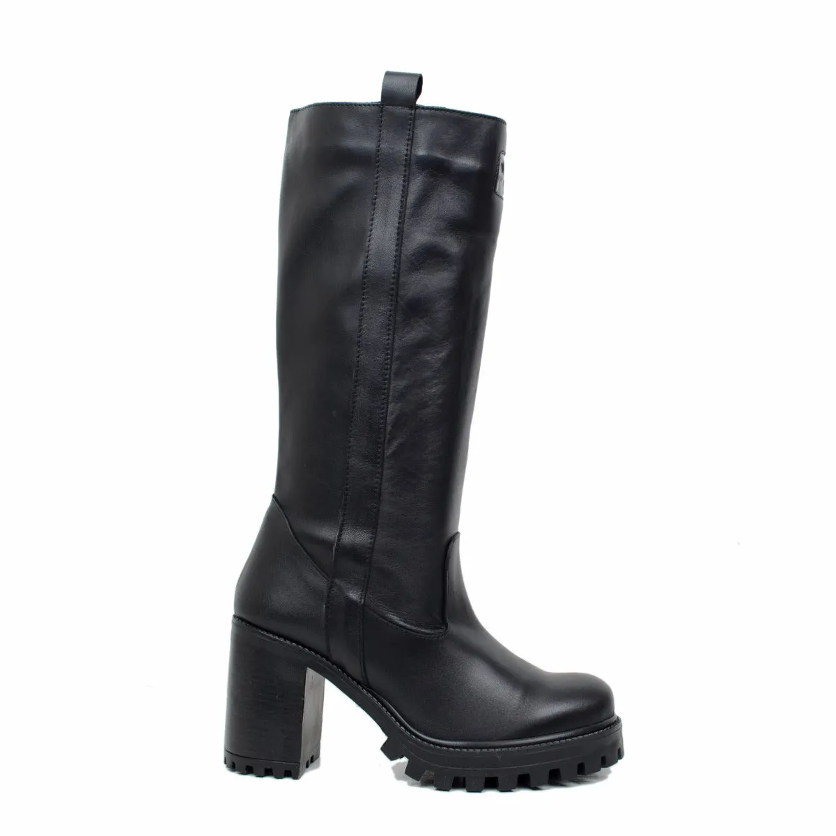 Stivali Biker in Pelle Neri con Fondo Carrarmato Made in Italy
