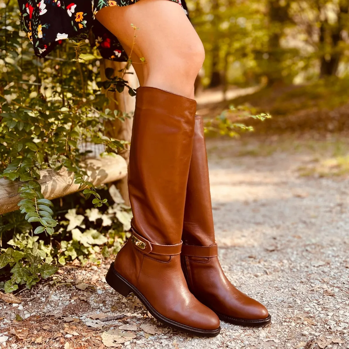 Stivali Cavallerizza Donna con Fibbia Laterale e Zip Made in Italy