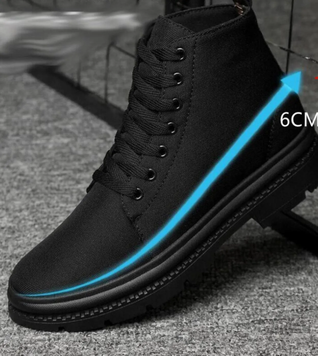 Stivali di tela da uomo con tacco invisibile Altezza crescente Stivaletti da uomo 8 cm Stivaletti rialzati da uomo più alti 6 cm